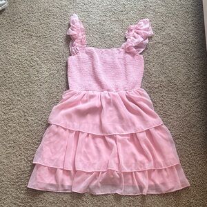 Female Pink Ruffle Tiered Dress